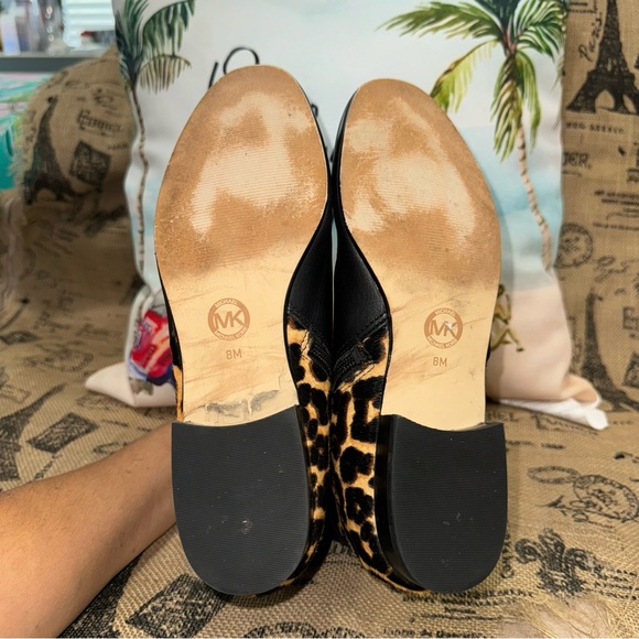 Michael Kors Black Leather/Leopard Print Calf Hair Side Zip Ankle Boots Size 8 - Picture 11 of 13